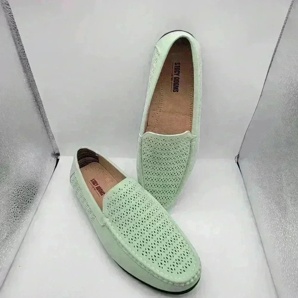New not Box Stacy Addams Loafers Perforated Shoes Mens Suede Slip-on  9M - Picture 1 of 10